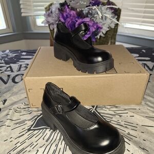 Nib Black Gothic Platform Mary Jane Shoes